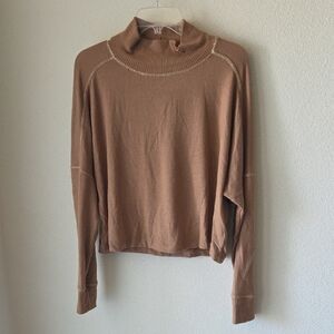 Michael Stars Tan Cowl Neck Sweater Oversized Sz M Soft Neutrals Comfy Casual